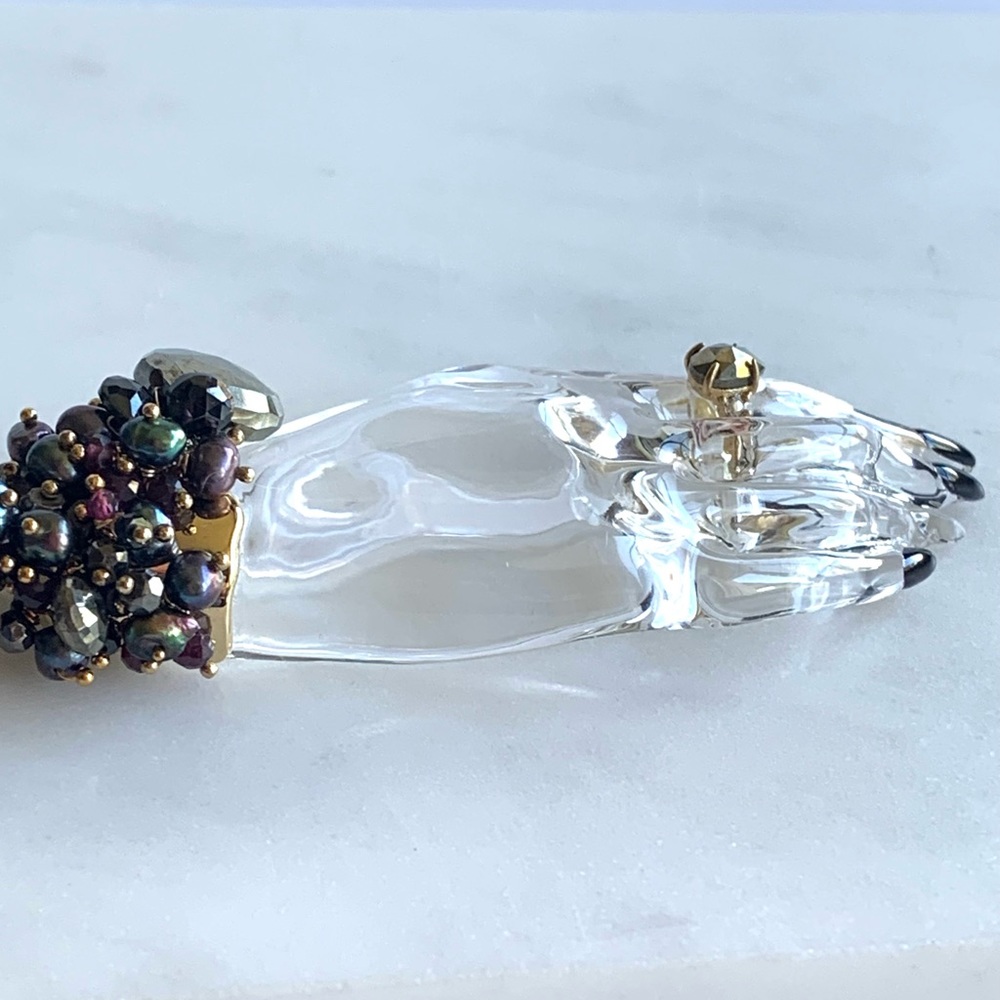 Alexis Bittar Coveteur Huge Hand Lucite pearls Gemstones One Statement Earring - Picture 9 of 16
